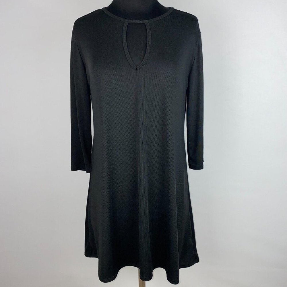 Dolce Bianca L Black Keyhole Front Short Above Knee Dress Unlined Party Cocktail